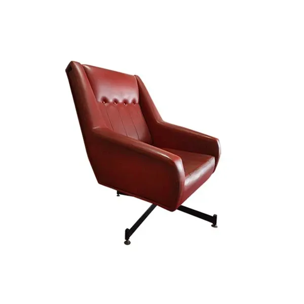 Vintage Synthetic Leather Swivel Armchair (1950s) image