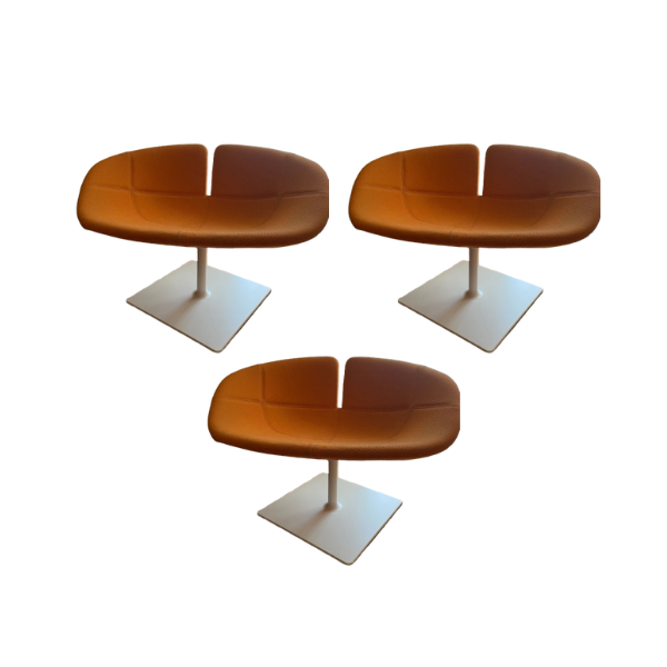 Set 3 poltrone girevoli Fjord arancioni di Patricia Urquiola, Moroso image