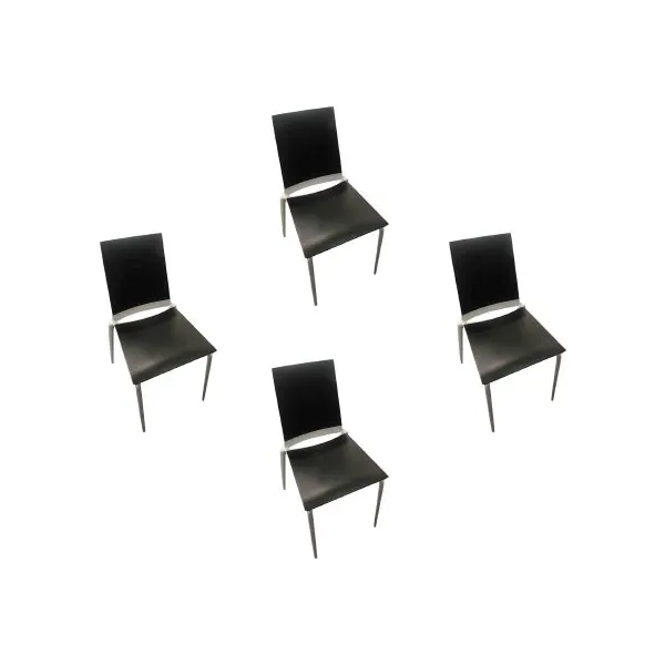 Set of 4 Spice chairs in aluminum and oak wood, Ycami image