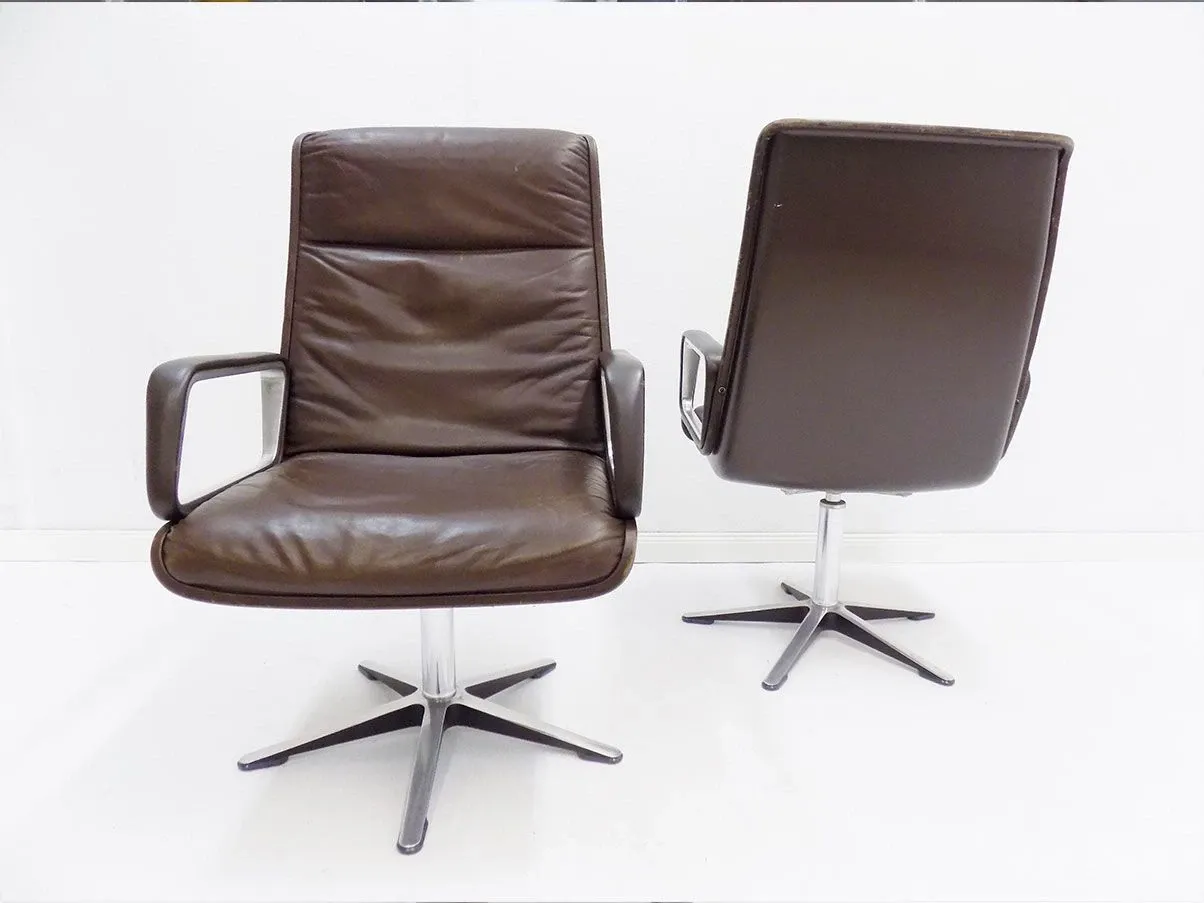 Set 2 poltrone vintage Delta 2000 pelle (marrone), Wilkhahn 3
