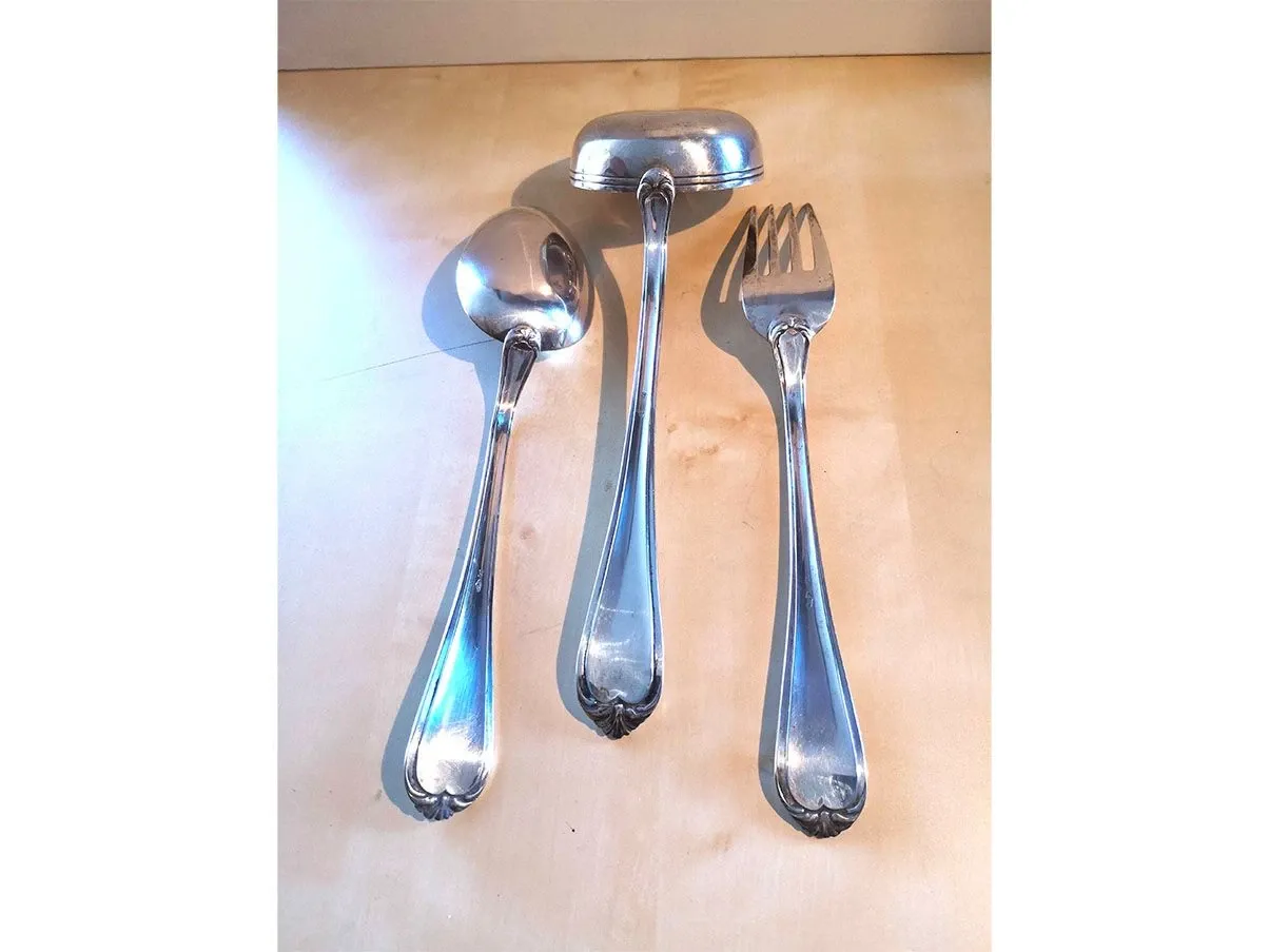 Vintage Silberbesteck für 12 Personen aus 800er Silber (1930er Jahre) 8