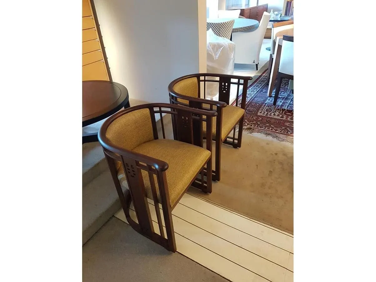 Set of 2 Gallery vintage armchairs in beech wood 3