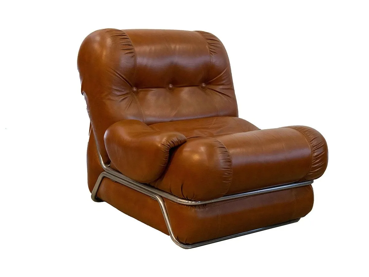 Set of 4 modular armchairs with metal structure (1950s) 