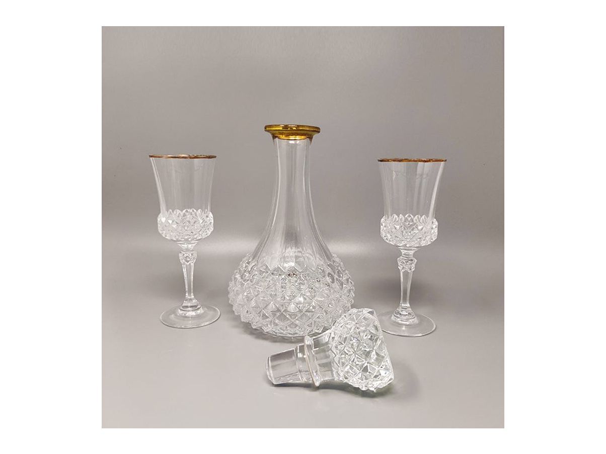 Set decanter e 2 bicchieri in cristallo vintage (anni '60)