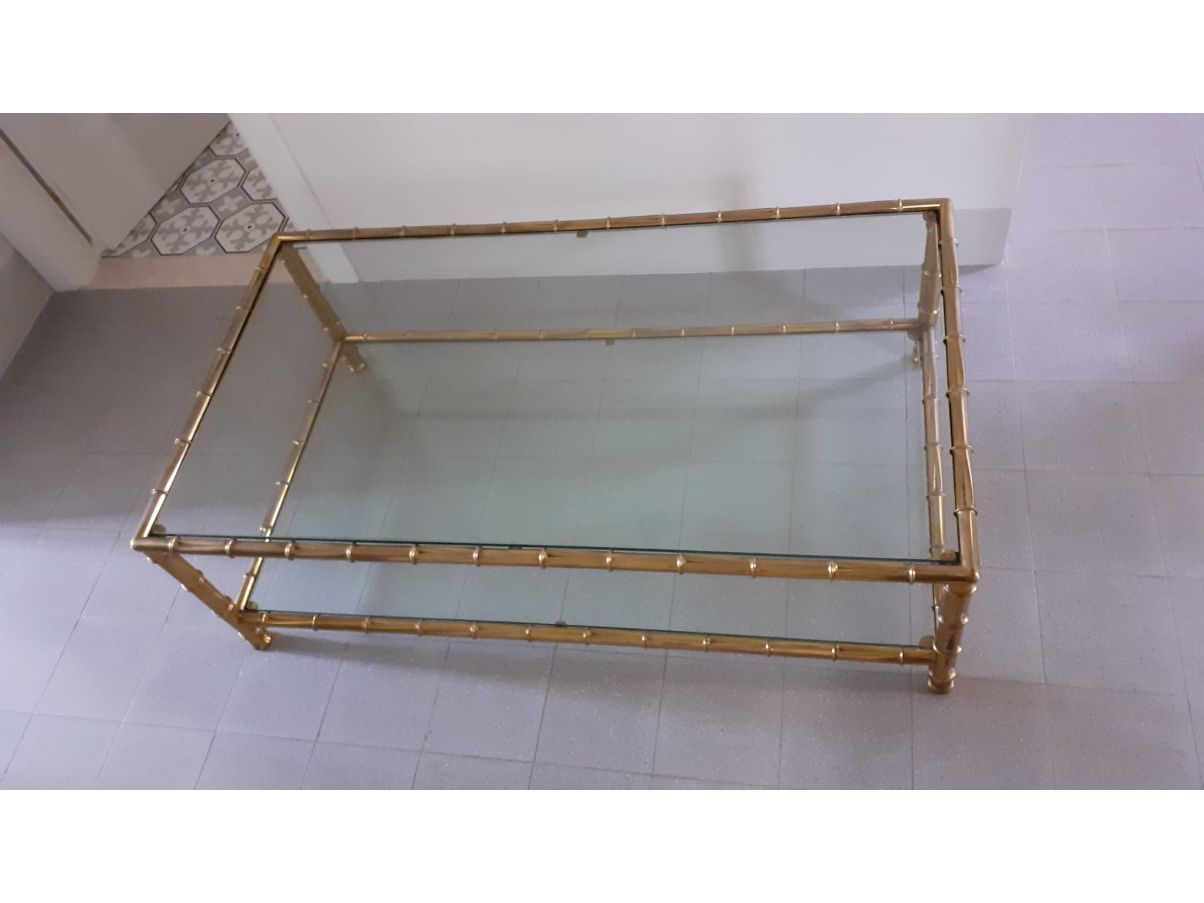 Vintage glass and brass side table (1950s)