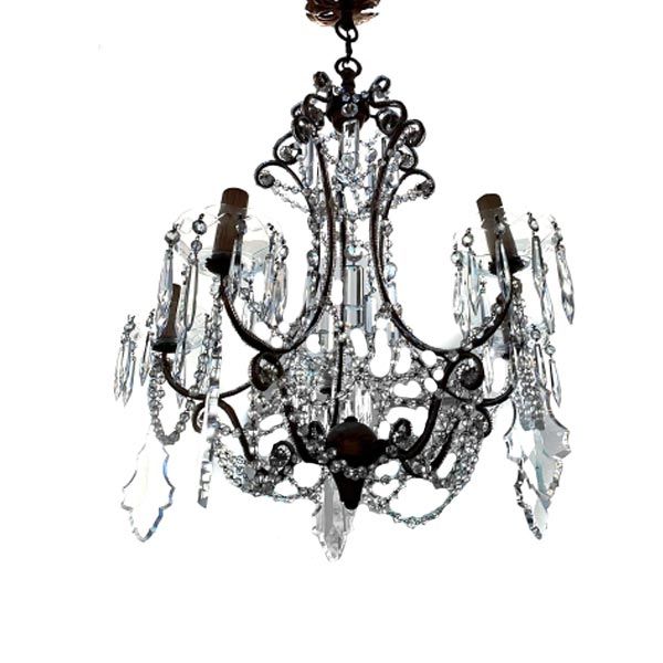 Vintage pendant light with crystals, image