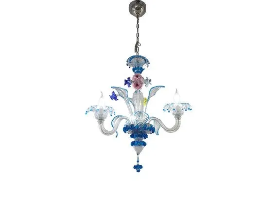 Blue glass chandelier (3 lights), Sforzin image