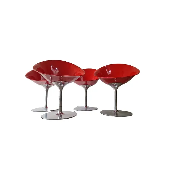 Set of 4 red Eros chairs, Kartell image