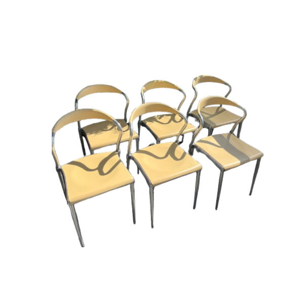 Set di 6 sedie Piuma in metallo e legno laccato di Luigi Origlia, image
