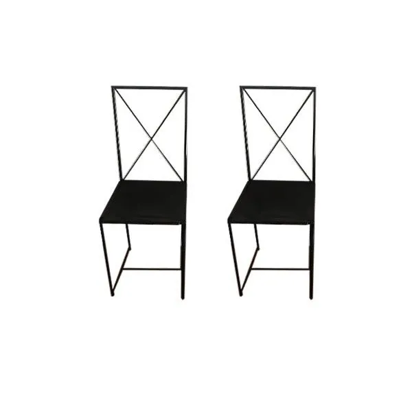 Set of 2 Moka chairs in lacquered metal and leather (black), Flexform image