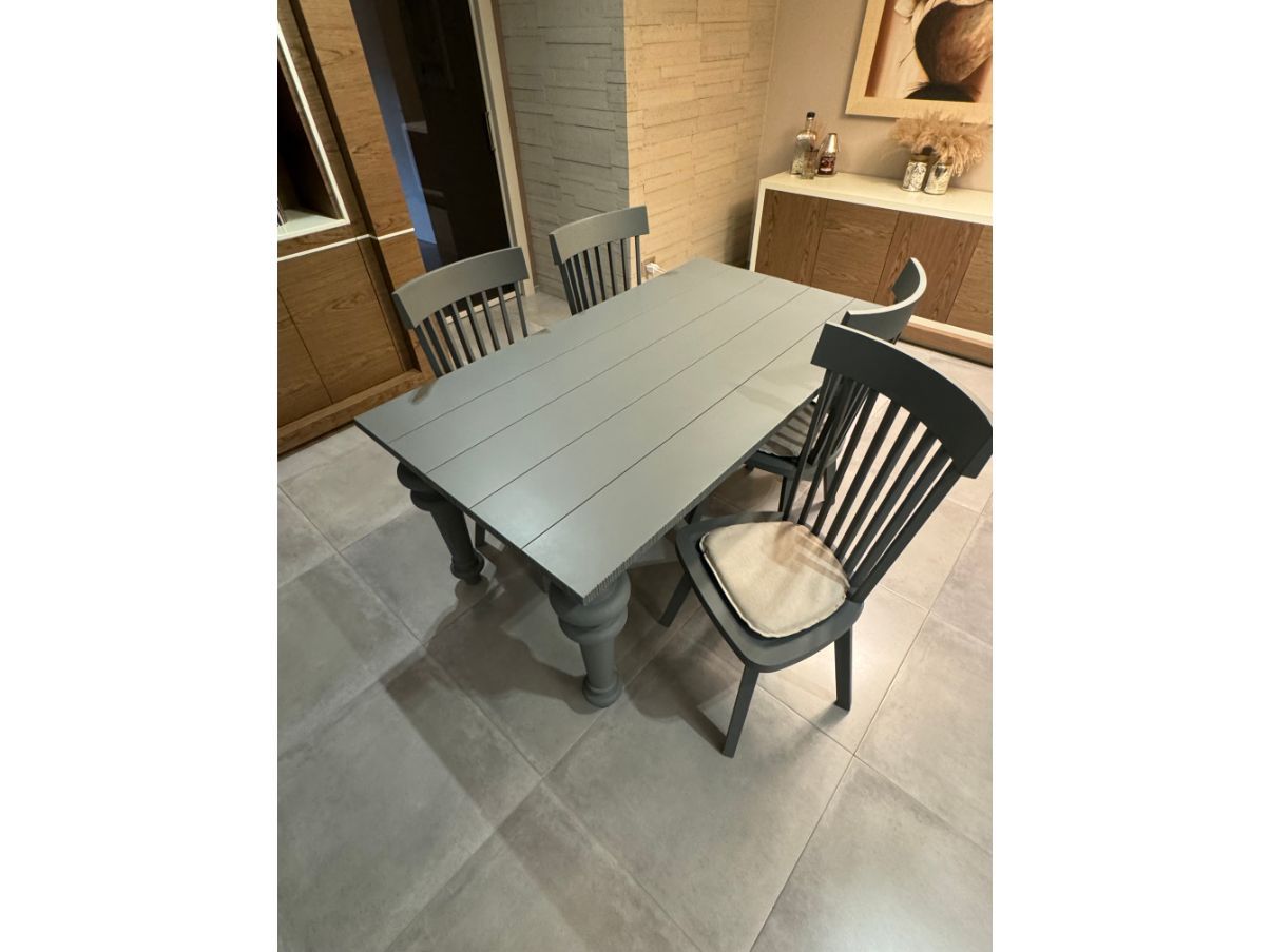 Set of a table and 4 chairs Gray in wood, Gervasoni Brand