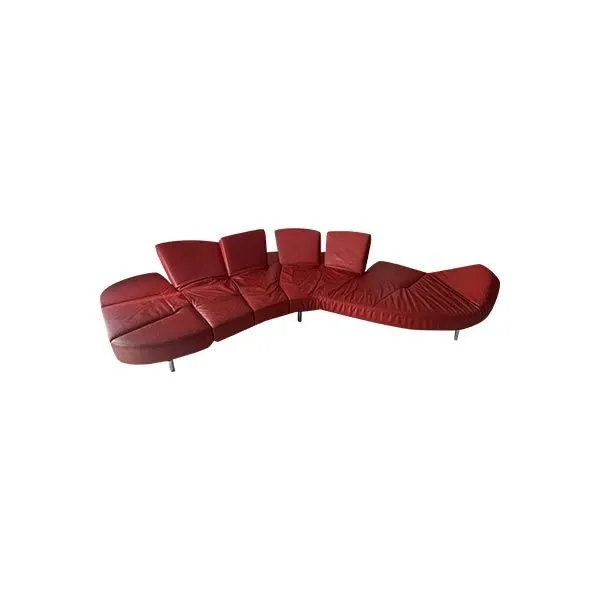 Flap sofa in red leather, Edra image