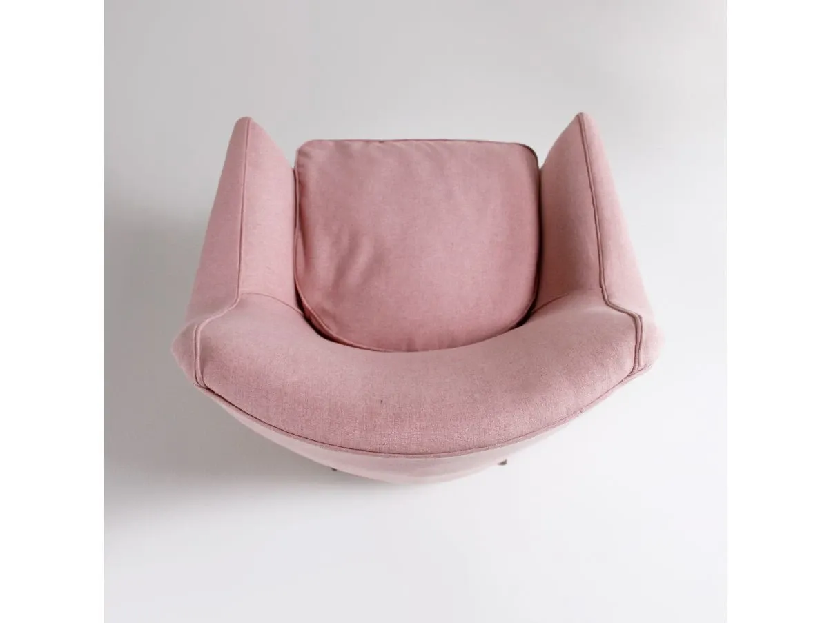 Poltrona vintage in tessuto rosa (anni '50),  5