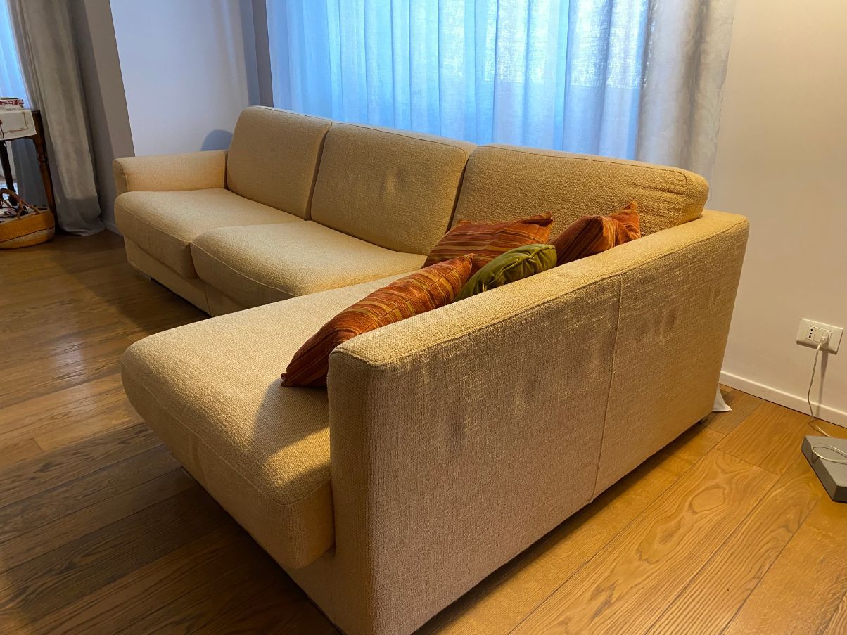 Divano letto 3 posti con chaise longue in tessuto Side