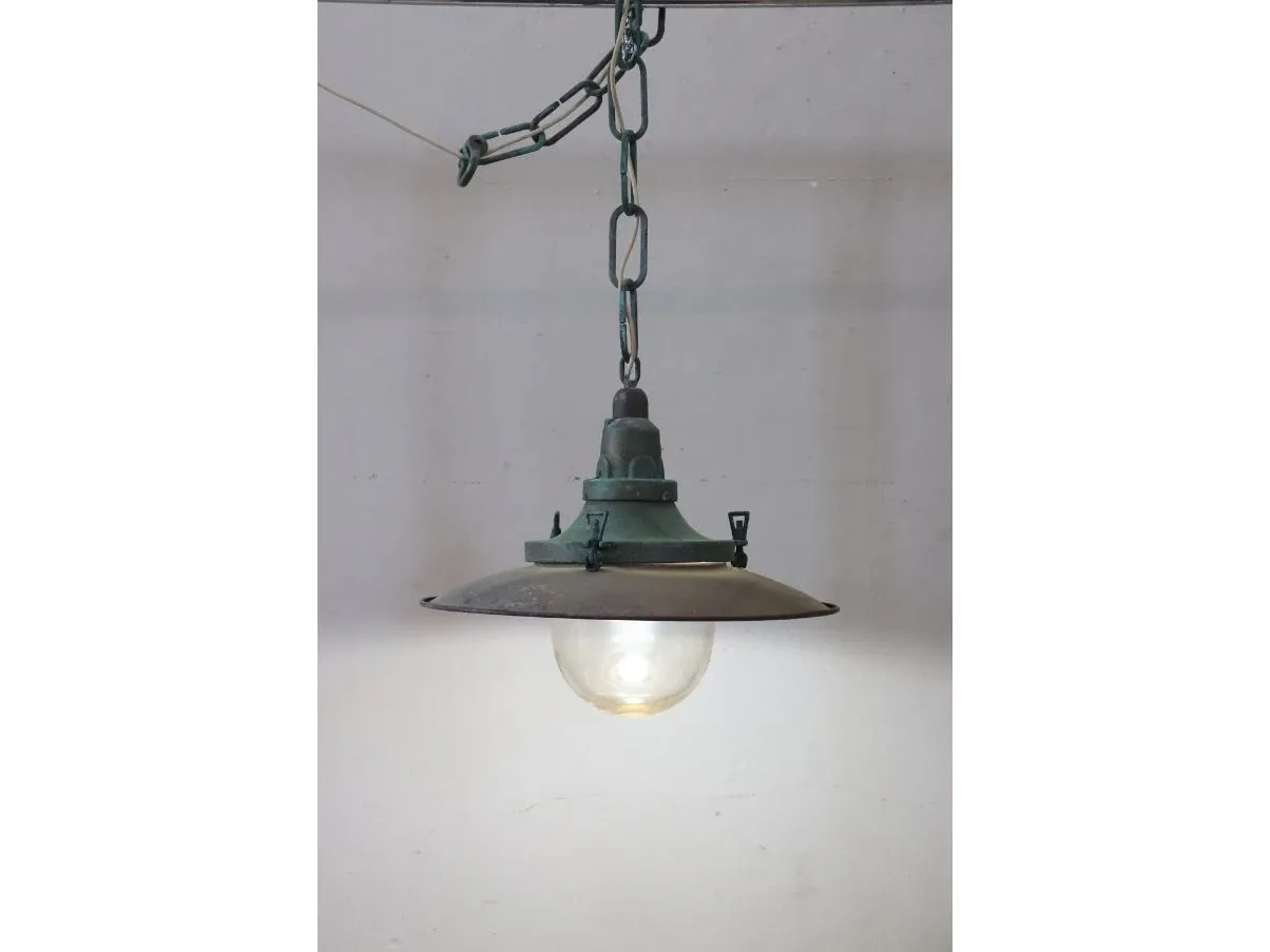 Lampada a sospensione nautica in rame vintage (anni'20) 1