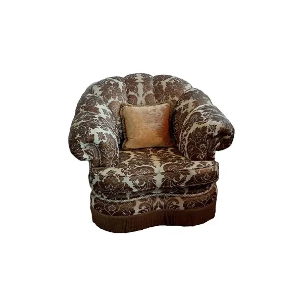 Nausica classic armchair in damask velvet with fringes image