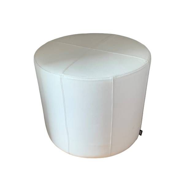 Round pouf in white leather, Twils image