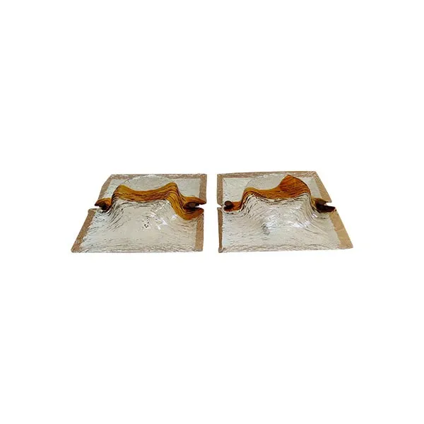 Set of 2 Quit wall lamps in Murano glass (brown) 5