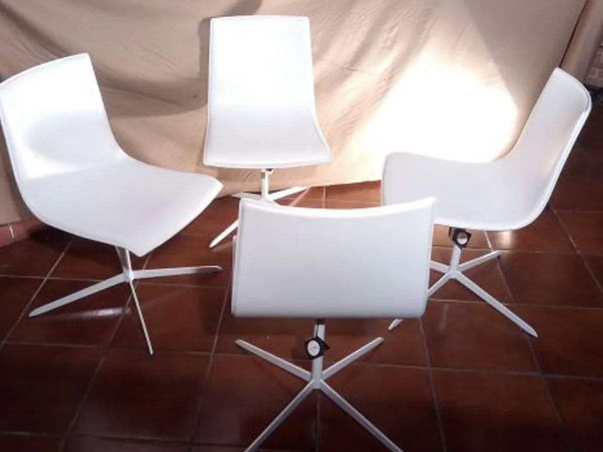 Set 4 Ice chairs in leather (white) 4
