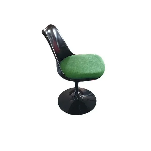 Swivel Tulip chair in aluminum and fabric (black), Knoll image