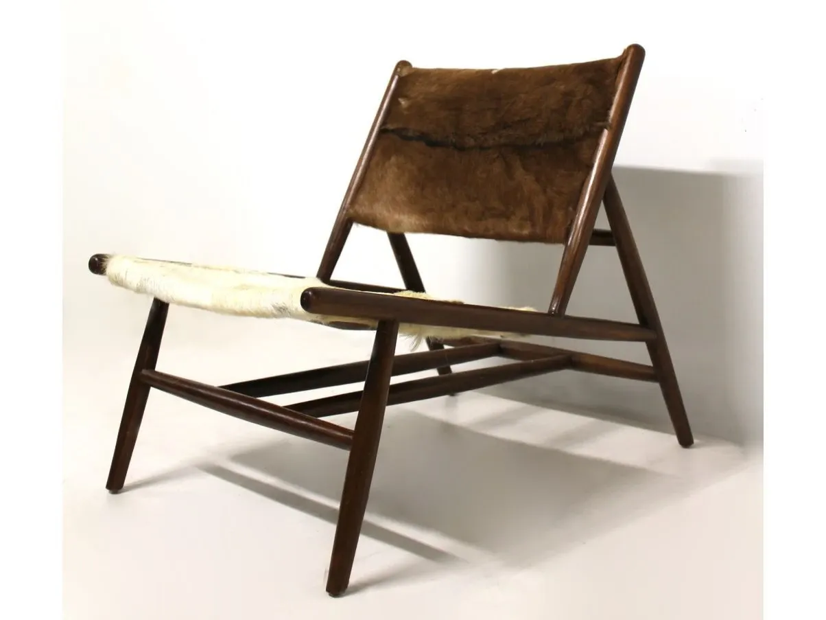 Vintage Stuhl aus Kuhfell-Leder 1