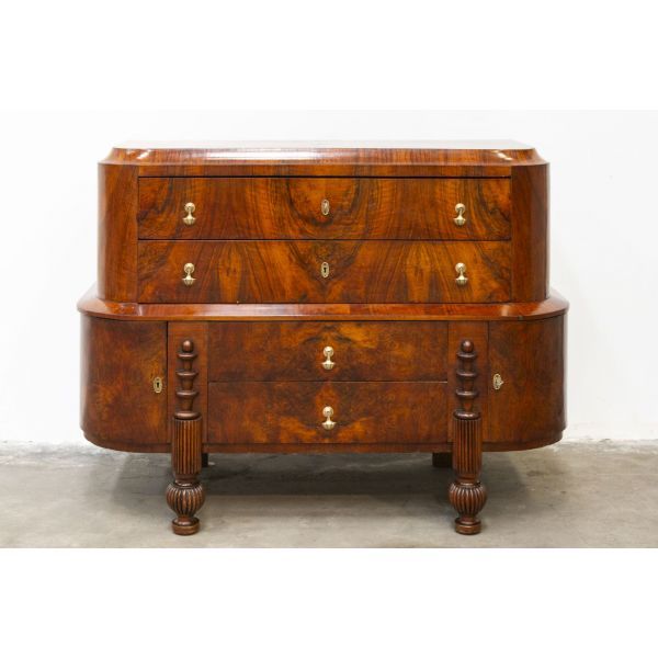 Walnut burl chest of drawers (30s), image