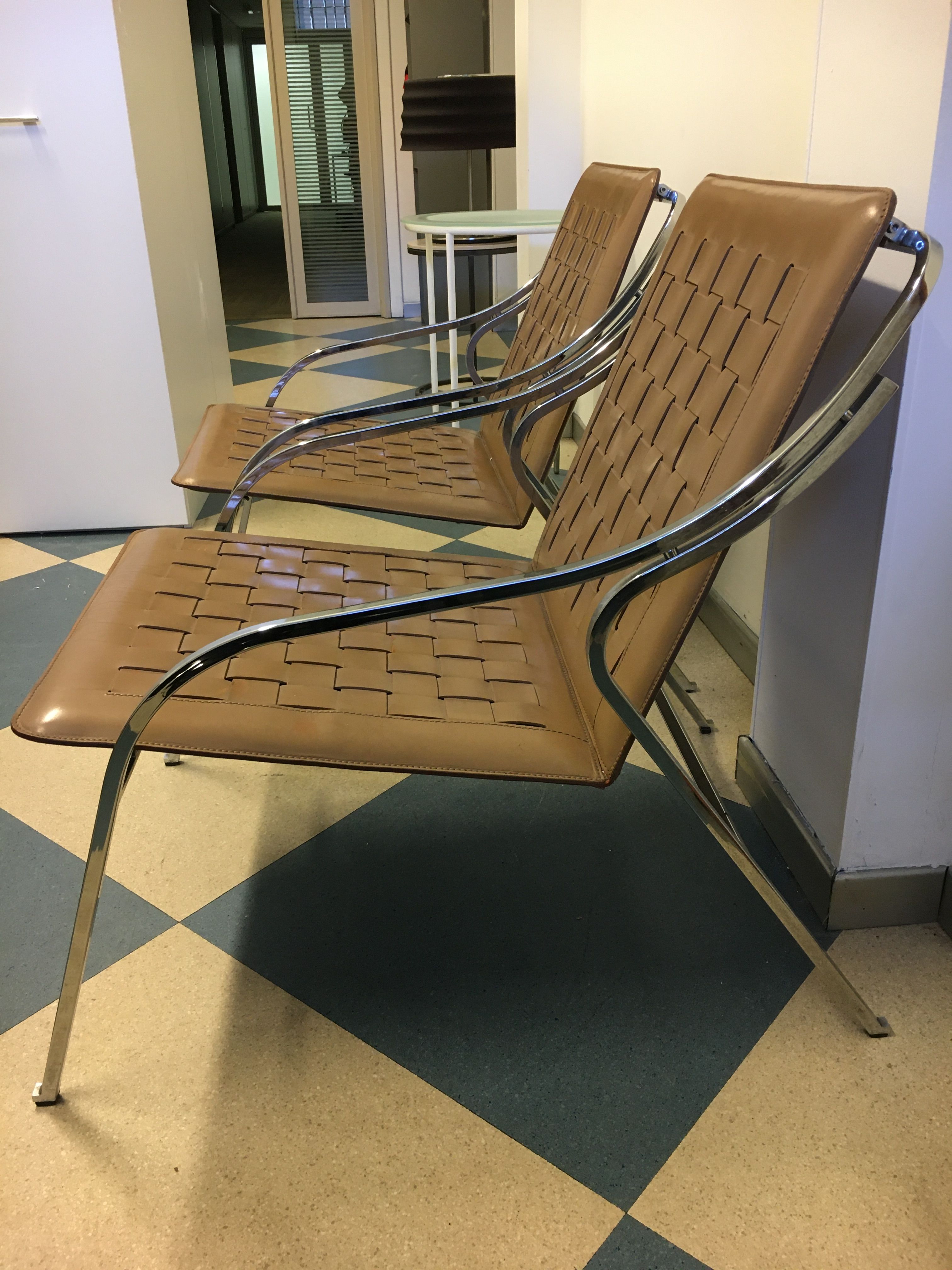 Fourline Leather and Metal Armchair by Marco Zanuso Side