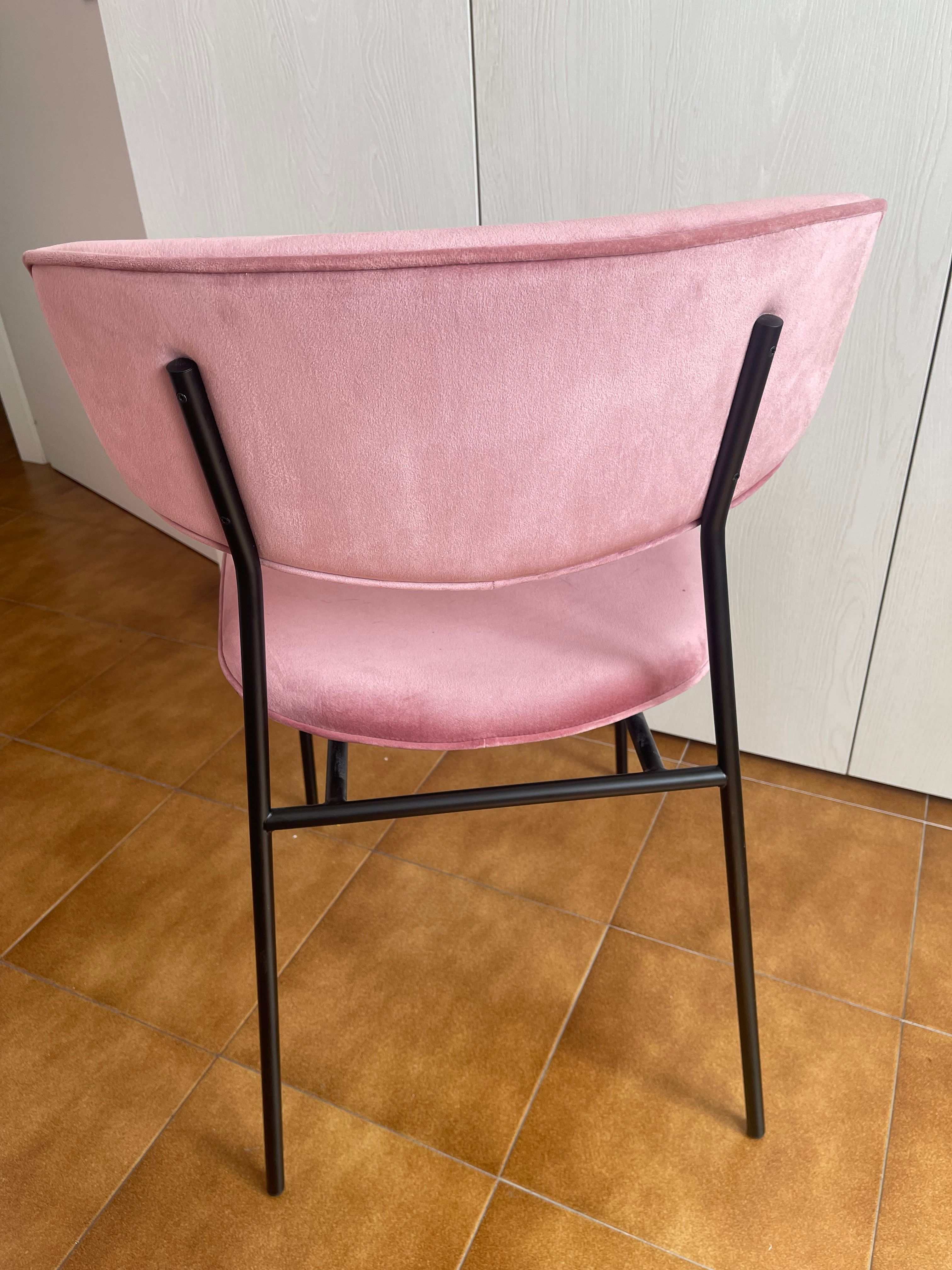 6er Set Rosa Samt Esszimmerstühle im Retro Fifties Design Optional7