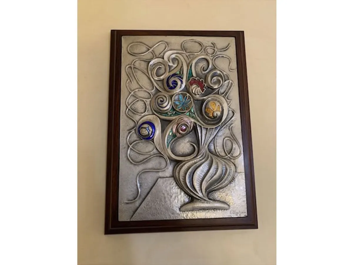 Quadro vintage decorazione con smalti (anni 70), Ottaviani 2