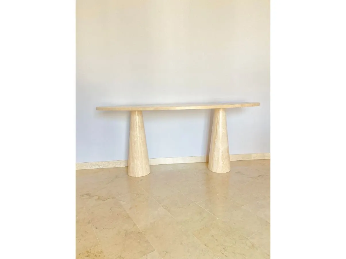Vintage travertine Eros Console (70s), 4