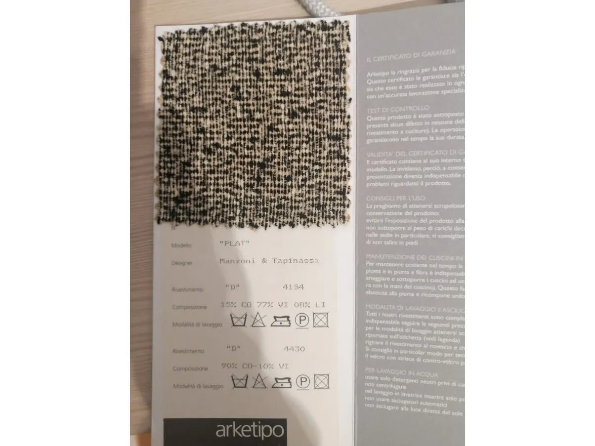 Divano Plat in cotone trapuntato, Arketipo  1