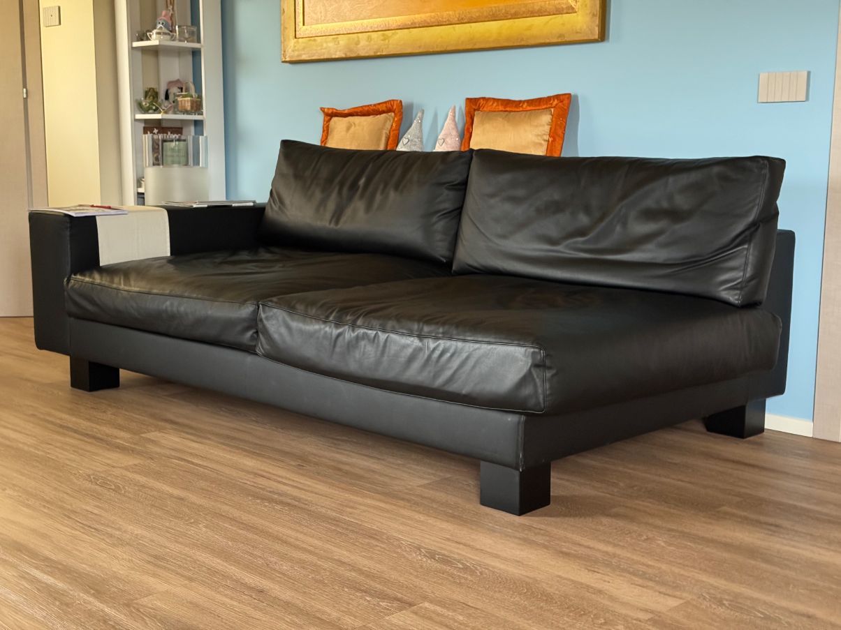Sofá modular y componible de cuero (negro) Side