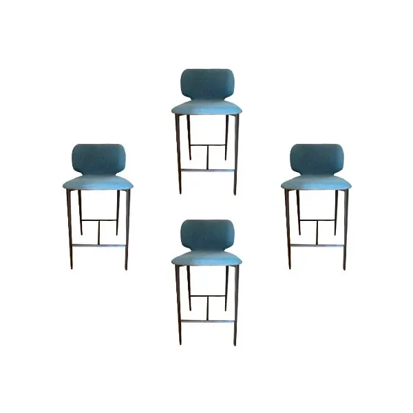 Set 4 stools Wrap H65 MTS in fabric (light blue), Midj image