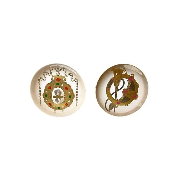 Set of 2 plates in decorated porcelain, Morbelli art 