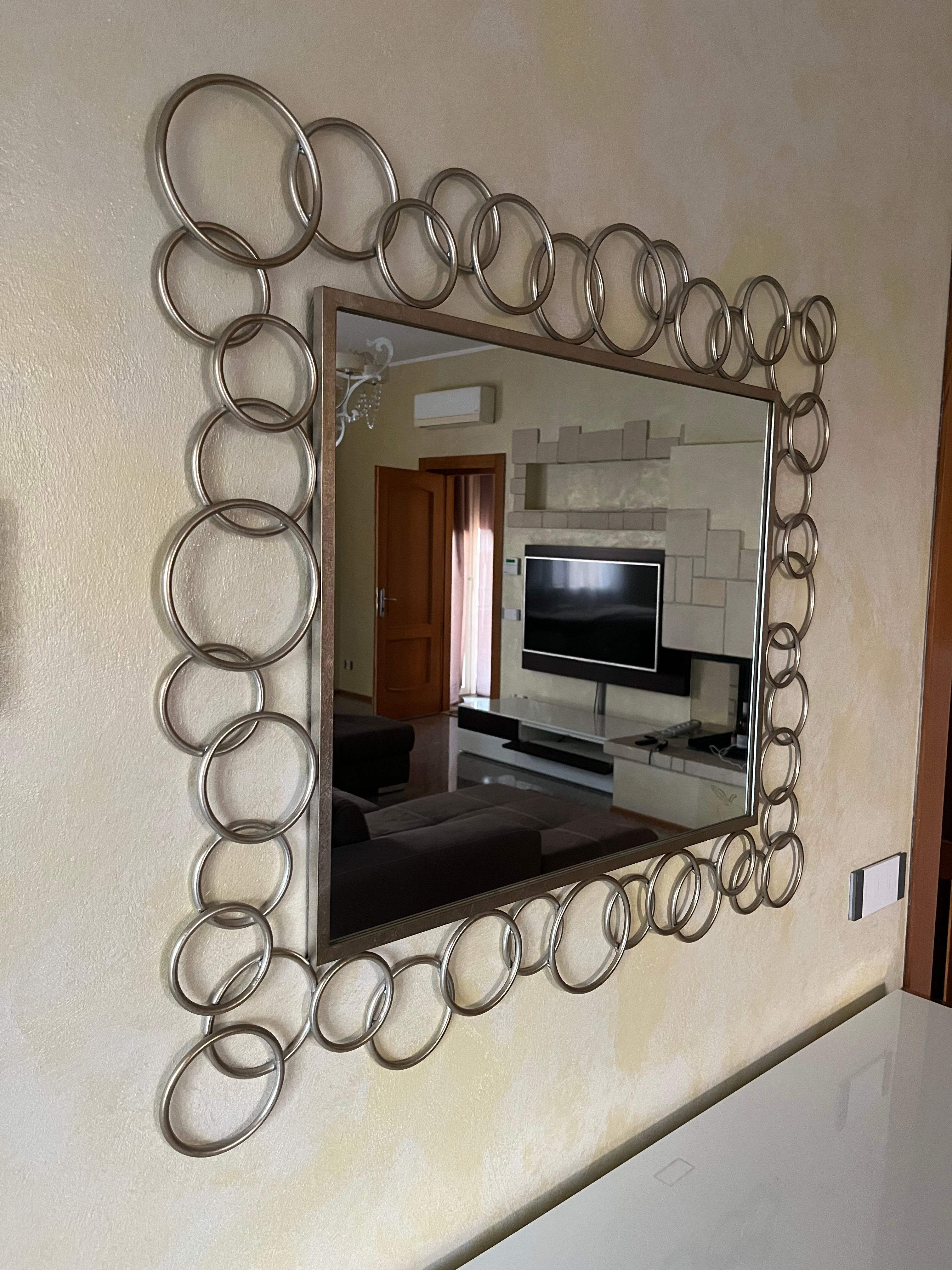 Specchio da parete Mondrian in ferro di Daniel Rode Front