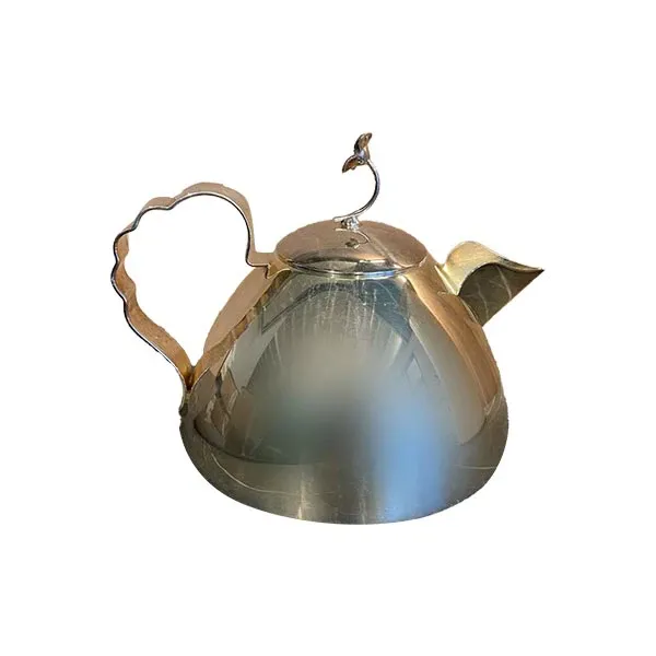 Silver teapot with lid with flower, Cleto Munari 3