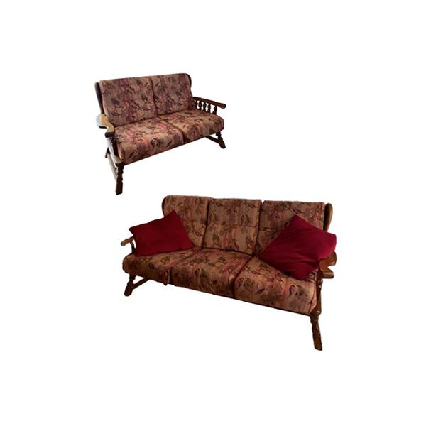 Set of 3 seater sofa and vintage armchair, image