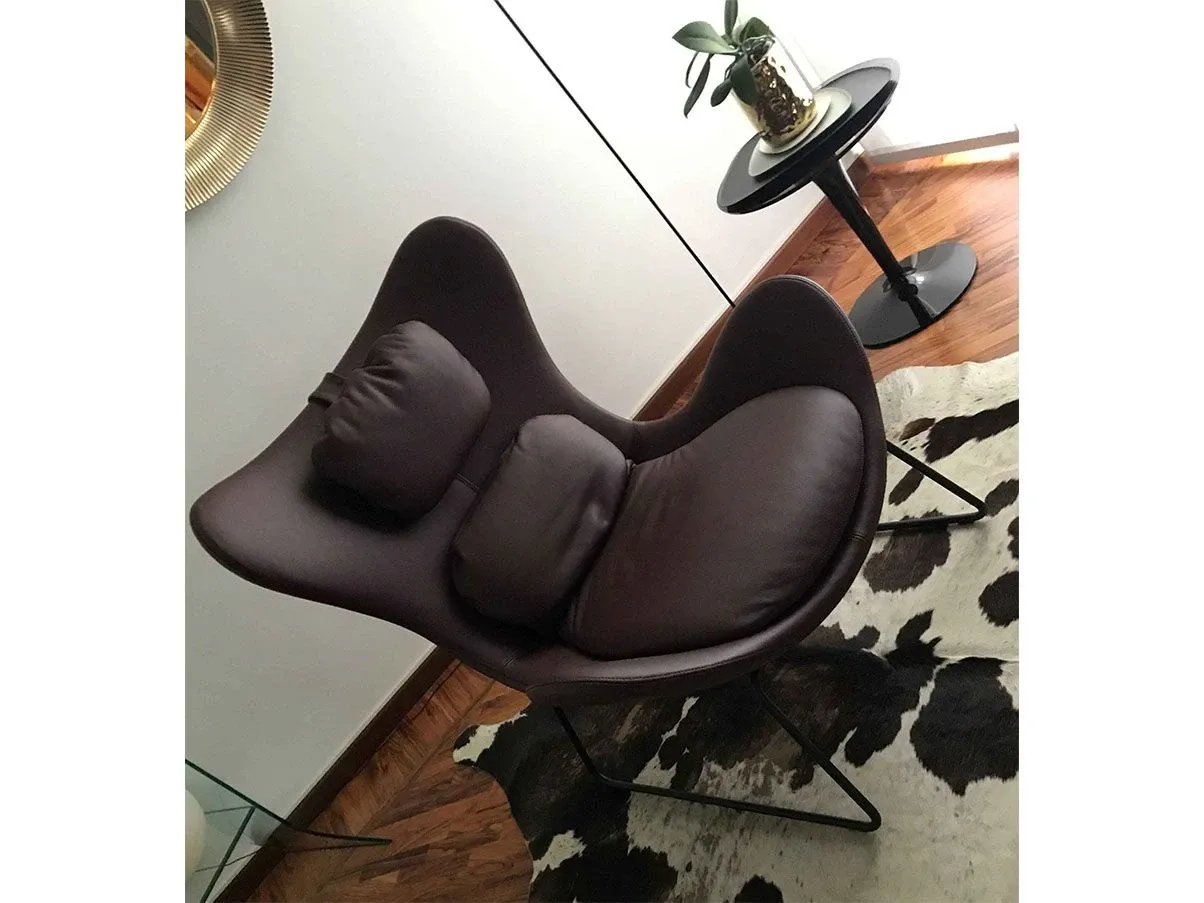 Lazy Sessel aus Metall und Leder (lila) 1