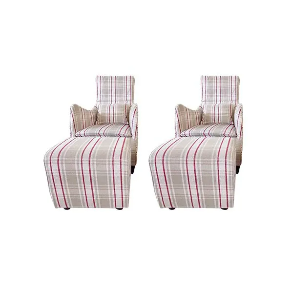 2er-Set Sessel Senta mit Hocker aus Stoff 