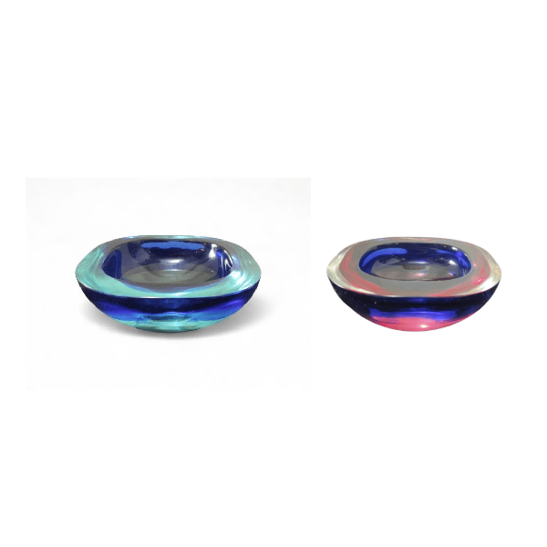 Set of 2 colored Murano glass ashtrays (1970s) image