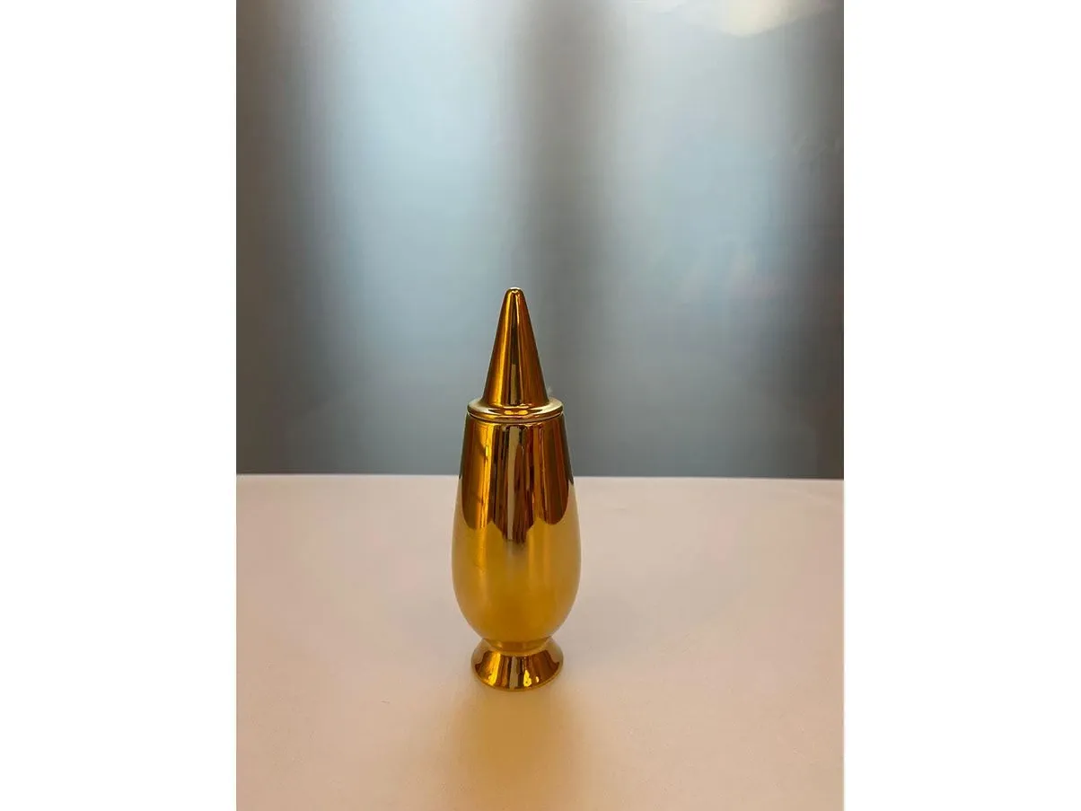 Vaso miniatura Tam 58M con coperchio ceramica (oro), Alessi 