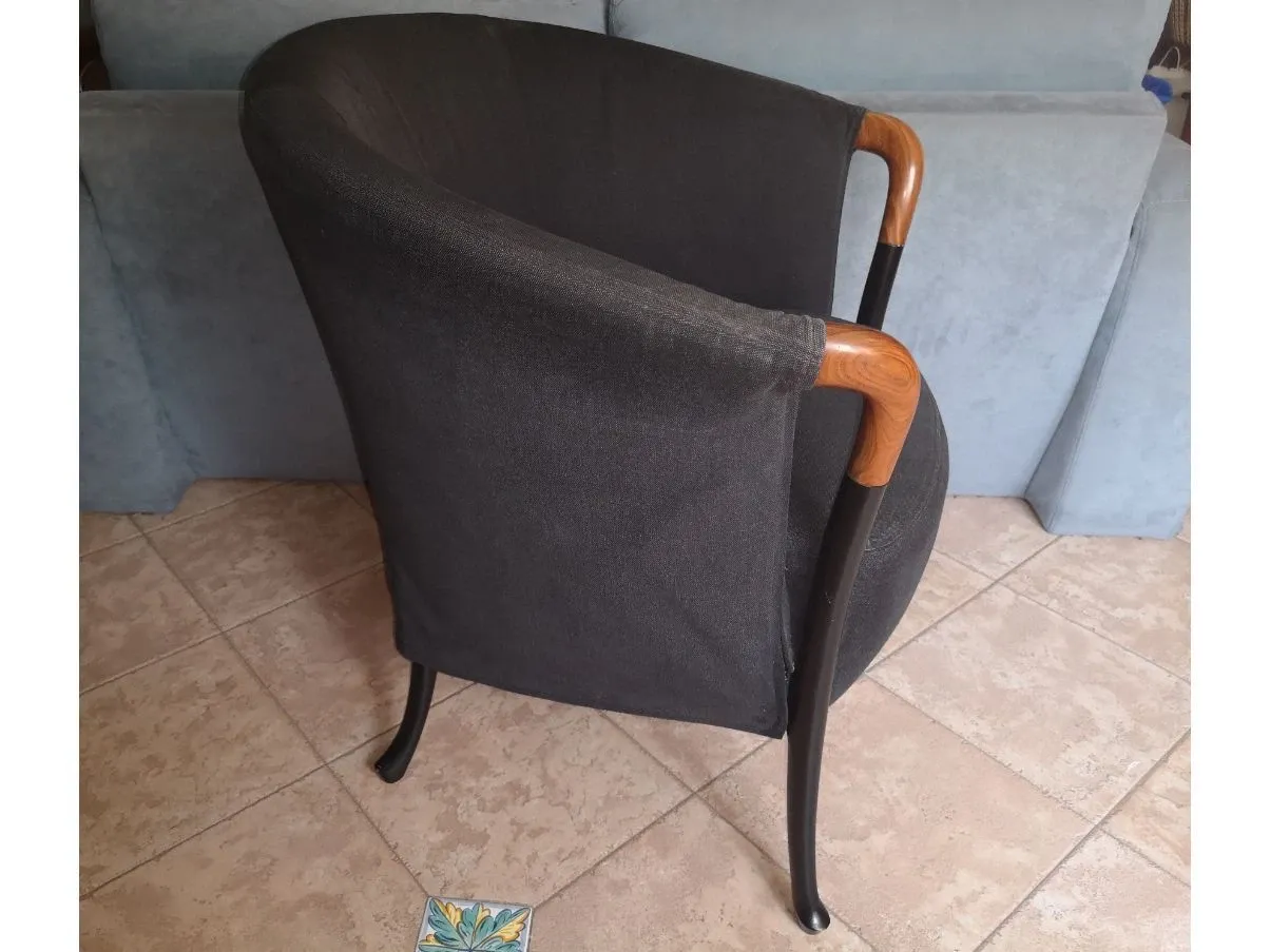 Progetti armchair in black fabric and beech wood, Giorgetti 1