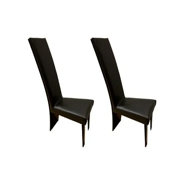 Set of 2 chairs in black glossy lacquered wood, Reflex 