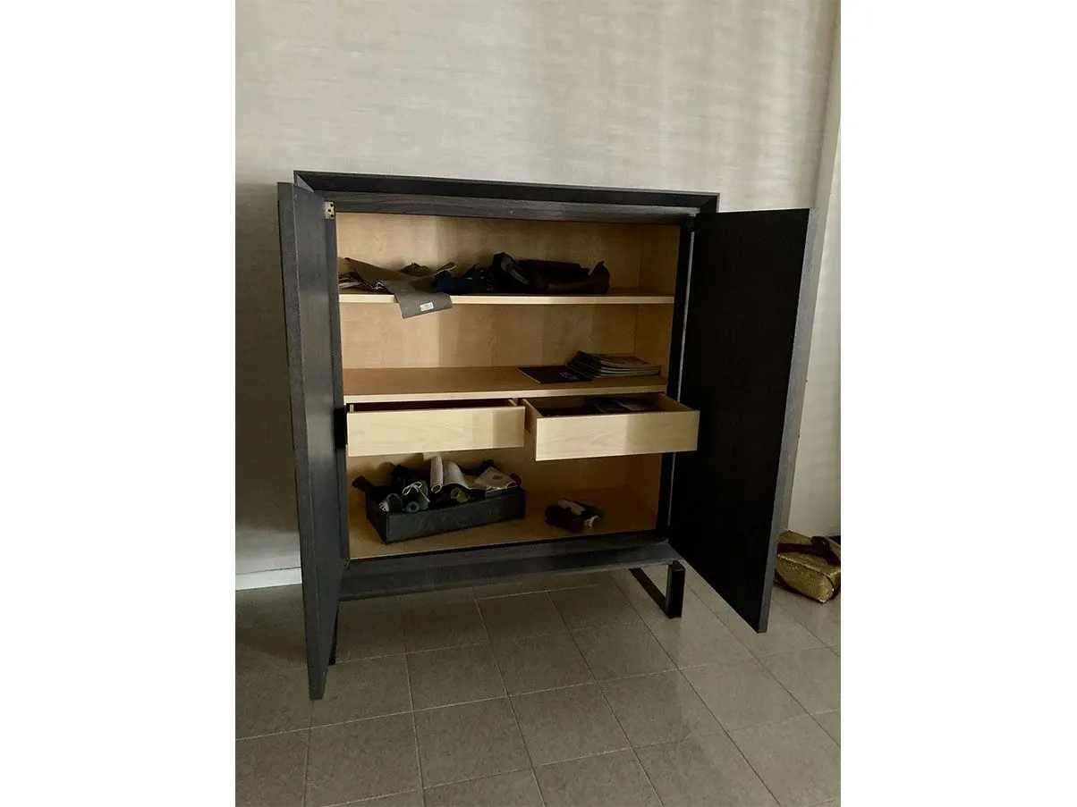 Credenza Maxime in legno rovere grigio e pelle, Baxter 7