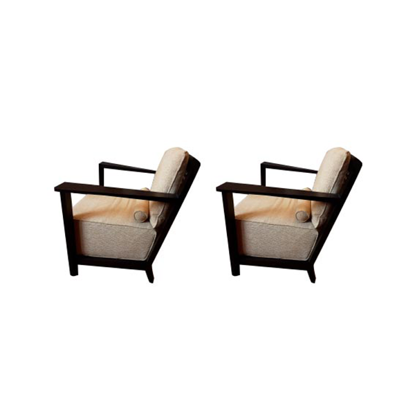 Set of 2 armchairs in Teak wood and fabric (yellow), Gervasoni image
