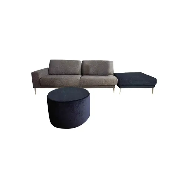 Sofa-Set Driver LT aus Stoff mit 2 Samt-Hockern 9