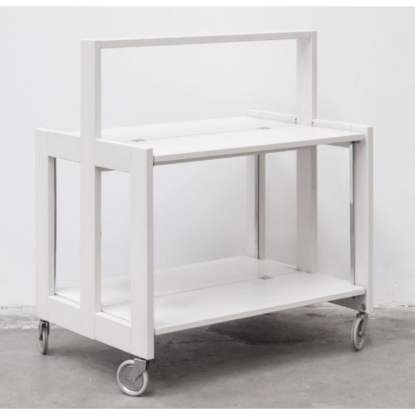 Tobia folding trolley in white lacquered wood and metal (60s), Ciatti image