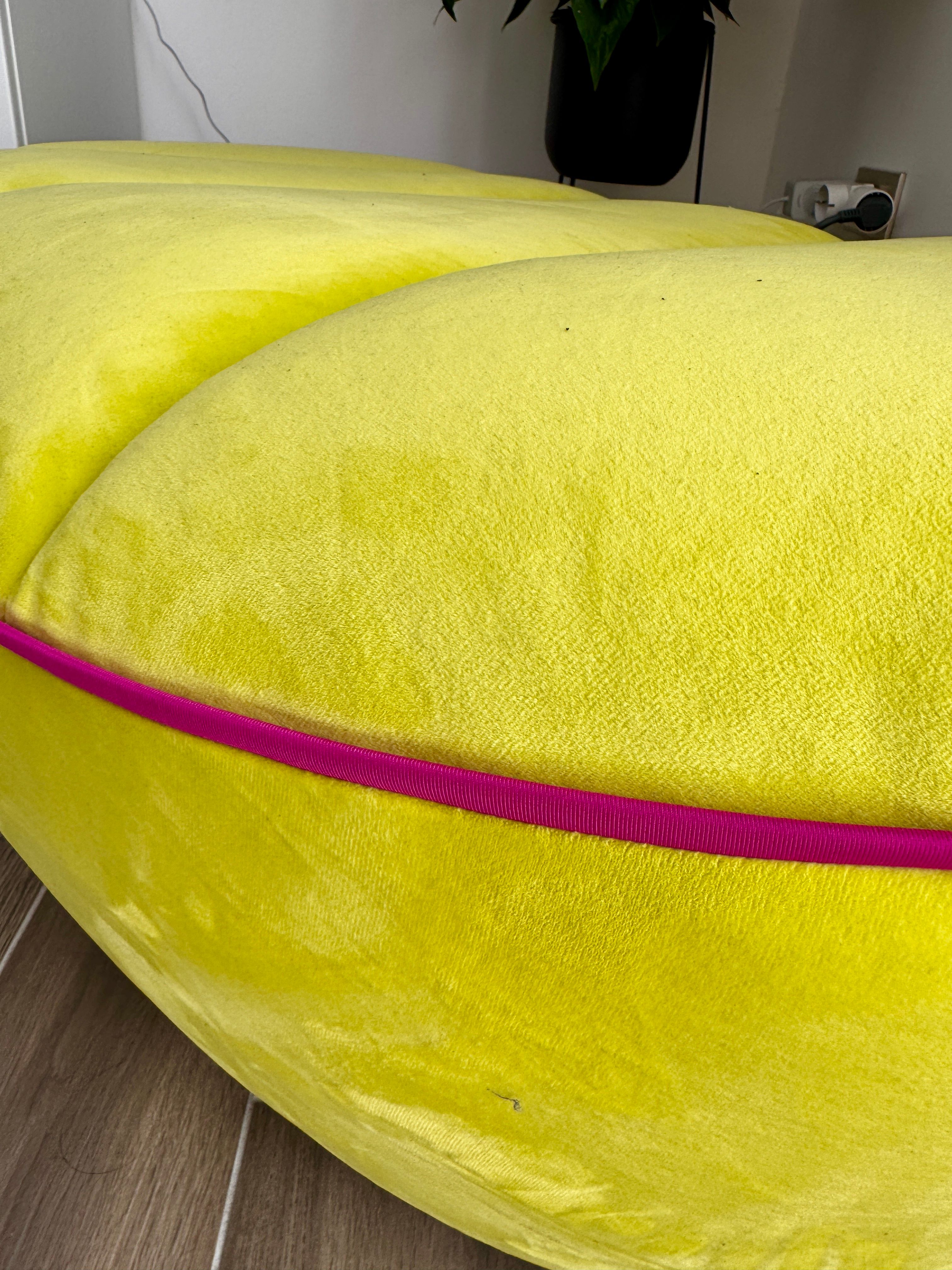 Acid Yellow Ottoman Pouf Details