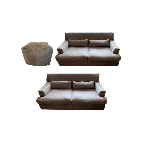 Set of 2 Bogart Slim 2-3 seater sofas and 1 Toto pouf, Meridiani image