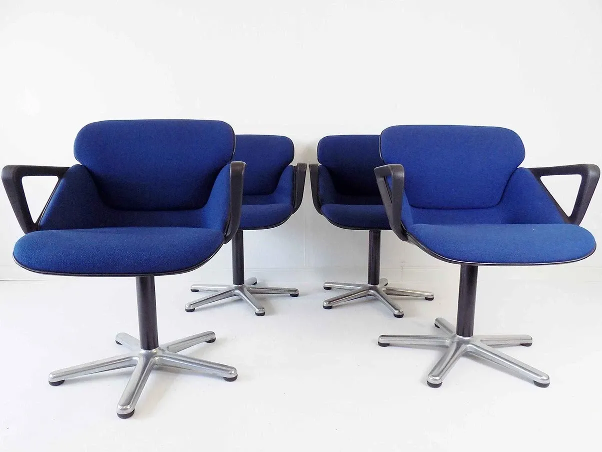 4er-Set Stühle Modell 190 von Hans Roericht (blau) 2